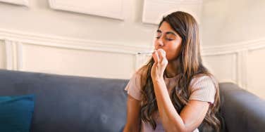 young woman smoking weed