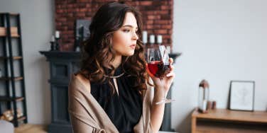 woman drinking wine