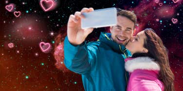 man and woman happy in love