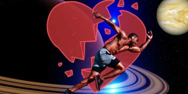 man running broken heart