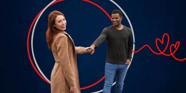 man and woman holding hands