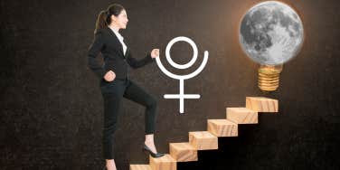 woman climbing stairs