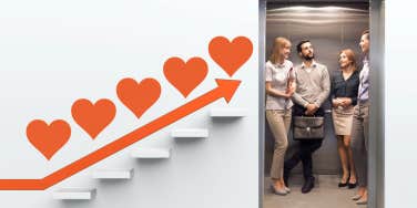 couples riding the elevator of love