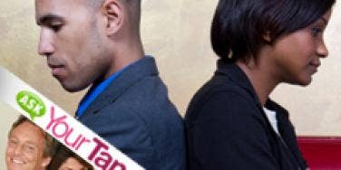 man and woman with backs to each other