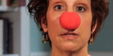 woman in clown nose