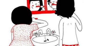 illustration of a couple brushing teeth couple brushing teeth