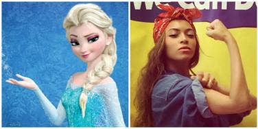 "Frozen" Queen Elsa of Arendelle and Beyonce dressed as Rosie the Riveter on Instagram