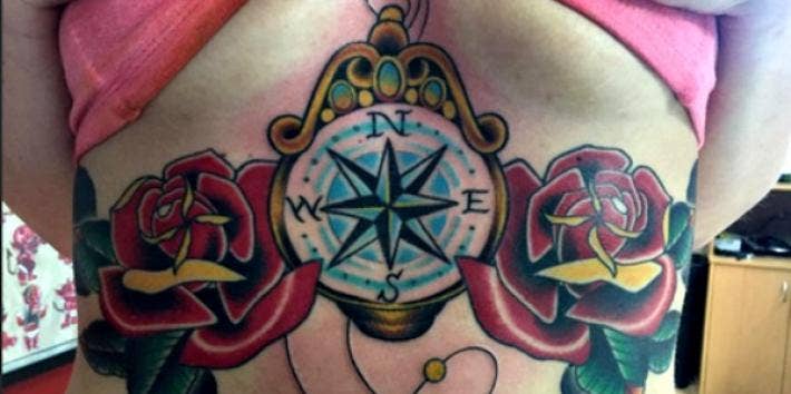 Beautiful underboob tattoo.