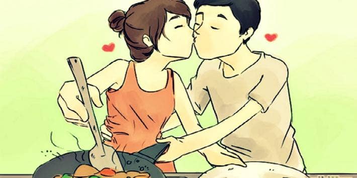 couple cooking together