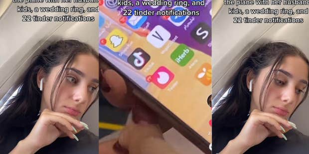 Married Woman Caught With Tinder Notifications On Her Phone While Traveling With Husband & Children