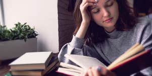 woman reading book