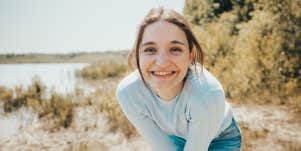 smiling woman on beach