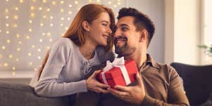 man recieving gift