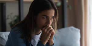 single woman thinking