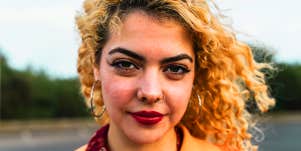 woman with curly hair