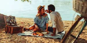 couple having romantic picnic