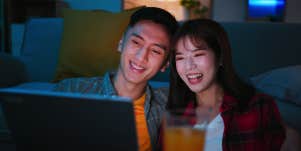 couple watching movie together