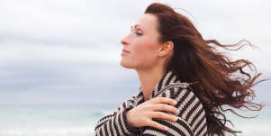 woman sitting outside 