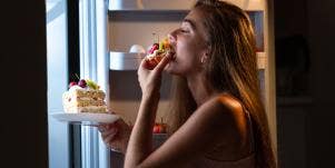 woman overeating