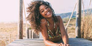 smiling woman at beach