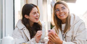 two women talking