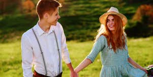 happy couple holding hands