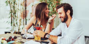 man and woman on date