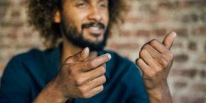 man talking with his hands
