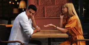 man and woman on bad date