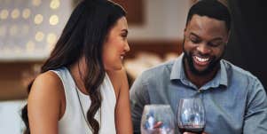 man and woman on date
