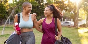 two women walking
