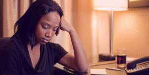 woman looking sad
