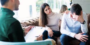 couple talking to counselor 