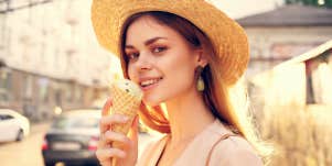 Woman eating ice cream 