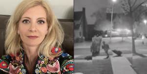 Orsolya Gaal and a still image from surveillance video.