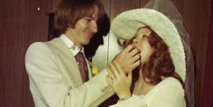 Melodie Tucker and her husband on their wedding day in the 1970s