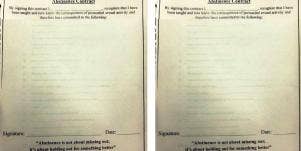 photo of abstinence-only contracts provided by author