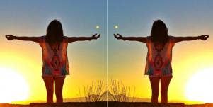woman worshipping the sun