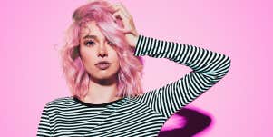 woman with pink hair