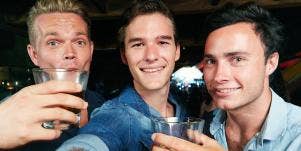 three men at bachelor party