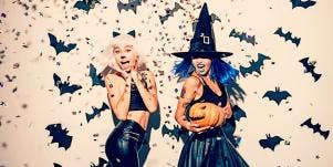 two badass women in Halloween costumes