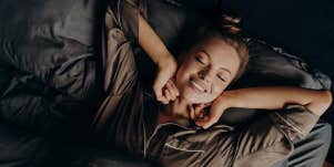 woman stretching waking up