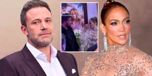 Ben Affleck and Jennifer Lopez with screenshot of footage appearing to show them arguing