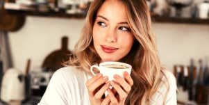 woman drinking morning coffee