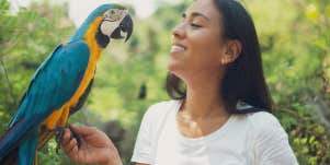 woman with a parrot