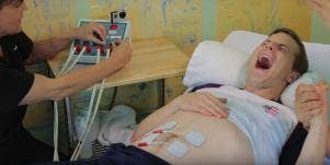 man experiencing childbirth