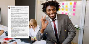 LinkedIn post, man at work