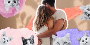 married couple with cats