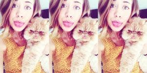 woman obsessed with cat