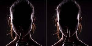 silhouette of a woman shushing